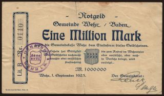 Wehr/ Gemeinde, 1.000.000 Mark, 1923