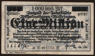 Wilhelmshaven-Rüstringen, 1.000.000 Mark, 1923