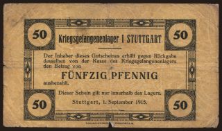 Stuttgart, 50 Pfennig, 1915