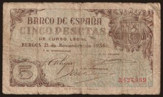 5 pesetas, 1936