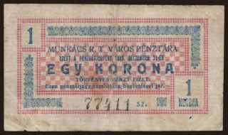 Munkács, 1 korona, 1919