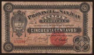 Provincia de San Juan, 50 centavos, 1909