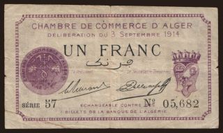 Alger, 1 franc, 1914