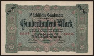 Sächsische Bank zu Dresden, 100.000 Mark, 1923