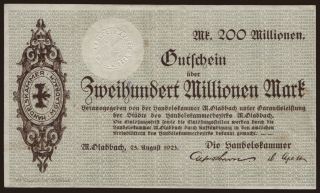 München-Gladbach/ Handelskammer, 200.000.000 mark, 1923