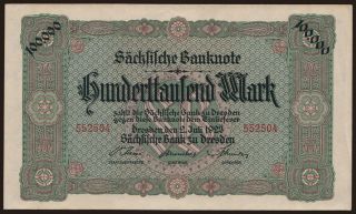 Sächsische Bank zu Dresden, 100.000 Mark, 1923