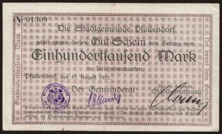 Pfullendorf/ Stadt, 100.000 Mark, 1923