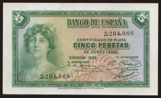 5 pesetas, 1935