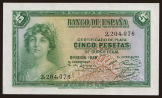 5 pesetas, 1935