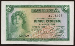 5 pesetas, 1935