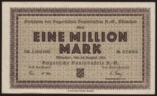 München/ Bayerische Bauindustrie A.G., 1.000.000 Mark, 1923