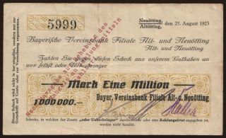 Neuötting, Altötting/ Bayerische Vereinsbank, 1.000.000 Mark, 1923