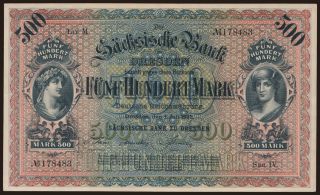 Sächsische Bank zu Dresden, 500 Mark, 1922