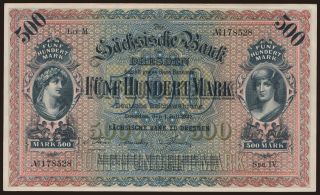 Sächsische Bank zu Dresden, 500 Mark, 1922