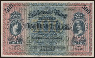 Sächsische Bank zu Dresden, 500 Mark, 1922