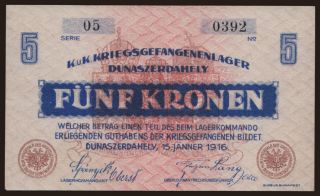 Dunaszerdahely, 5 Kronen, 1916