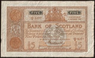 Bank of Scotland, 5 pounds, 1916