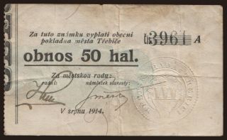 Třebíč, 50 haléřů, 1914