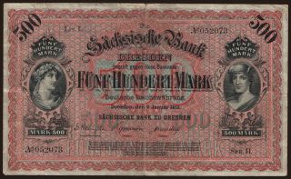 Sächsische Bank zu Dresden, 500 Mark, 1911