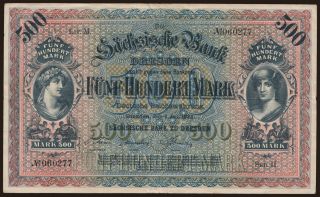 Sächsische Bank zu Dresden, 500 Mark, 1922