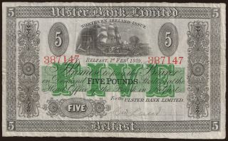 Ulster Bank Limited, 5 pounds, 1939