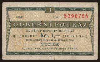 Tuzex, 1 koruna, 1966