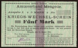 Mengede/ Amt, 5 Mark, 1914