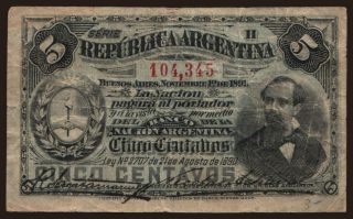 5 centavos, 1891