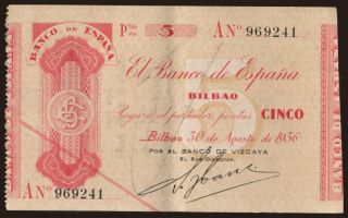 Bilbao, 5 pesetas, 1936