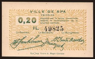 Spa, 20 centimes, 1915