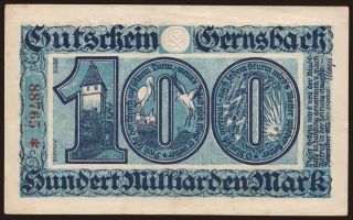 Gernsbach/ Stadt, 100.000.000.000 Mark, 1923