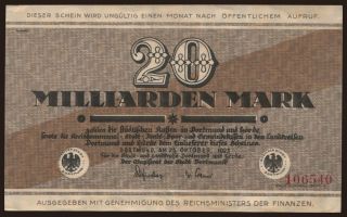 Dortmund/ Magistrat der Stadt, 20.000.000.000 Mark, 1923