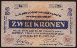 Dunaszerdahely, 2 Kronen, 1916