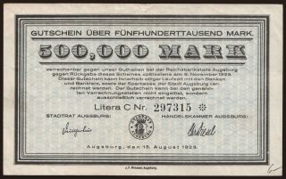 Augsburg/ Stadtrat und Handelskammer, 500.000 Mark, 1923