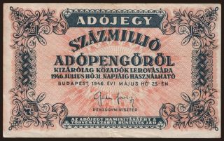 100.000.000 adópengő, 1946