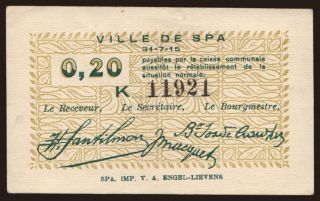 Spa, 20 centimes, 1915