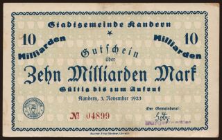 Kandern/ Stadtgemeinde, 10.000.000.000 Mark, 1923