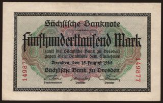 Sächsische Bank zu Dresden, 500.000 Mark, 1923