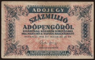 100.000.000 adópengő, 1946