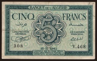 5 francs, 1942