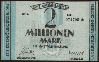 Kaiserslautern/ Stadt, 2.000.000 Mark, 1923