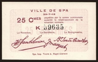 Spa, 25 centimes, 1916
