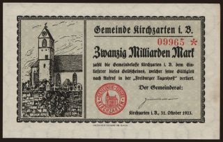 Kirchzarten/ Gemeinde, 20.000.000.000 Mark, 1923