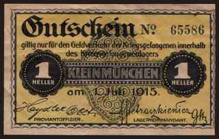 Kleinmünchen, 1 Heller, 1915
