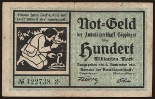 Göppingen/ Amtskörperschaft, 100.000.000.000 Mark, 1923