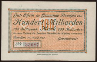 Beuchen/ Gemeinde, 100.000.000.000 Mark, 1923