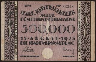 Kaiserslautern/ Stadt, 500.000 Mark, 1923
