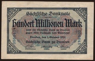 Sächsische Bank zu Dresden, 100.000.000 Mark, 1923