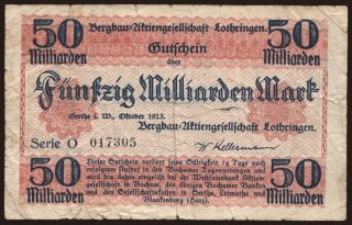 Gerthe/ Bergbau Aktiengesellschaft Lothringen, 50.000.000.000 Mark, 1923