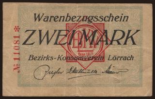 Lörrach/ Bezirks-Konsumverein, 2 Mark, 191?